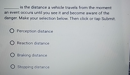 q , is the distance a vehicle travels from the