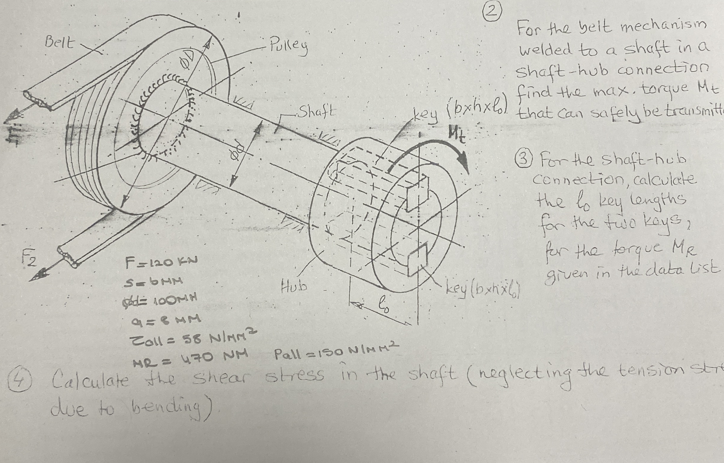 ( 2 ) For the belt mechanism welded to a shaft in