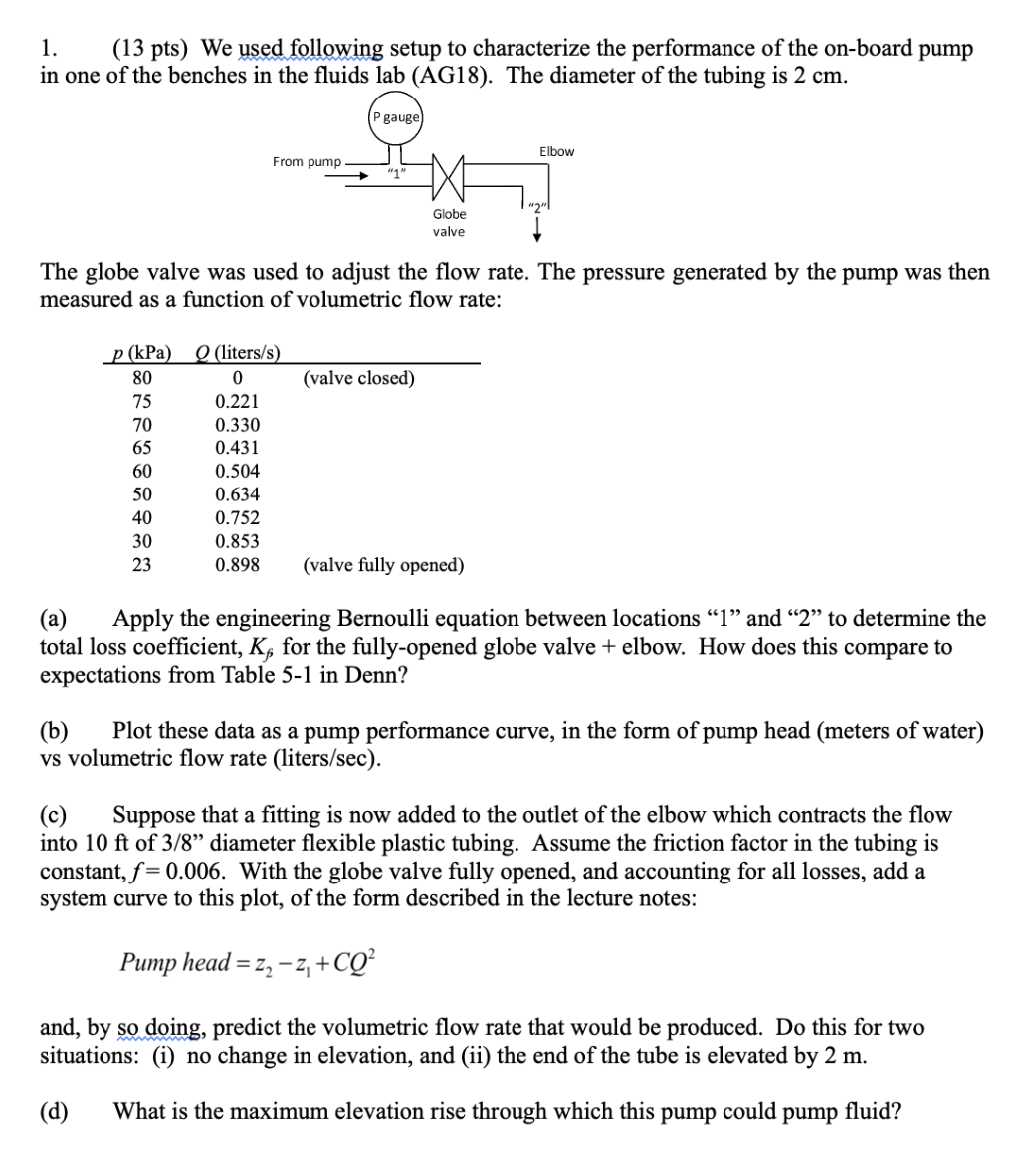 1 . ( 1 3 pts ) We used following setup to