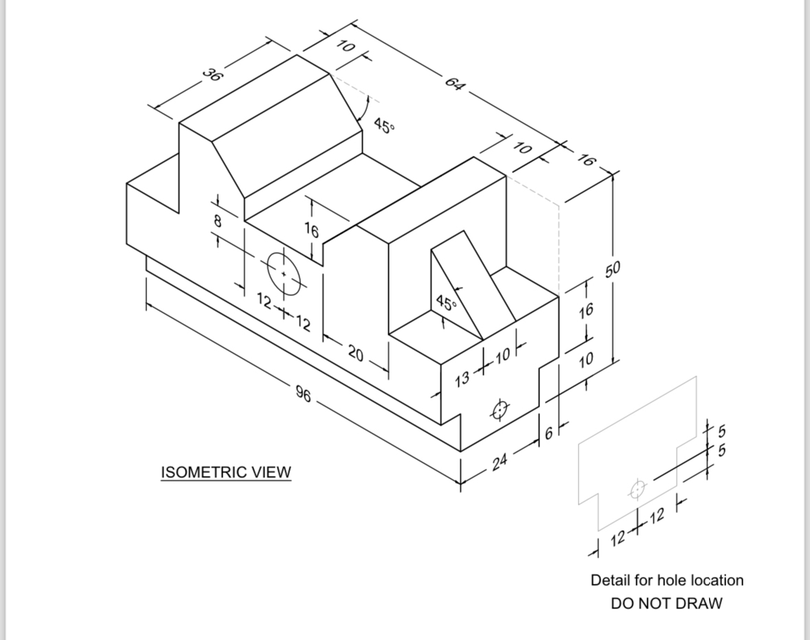 draw the three views side, front, top
