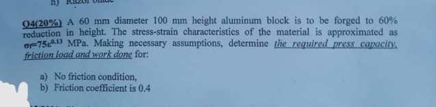 Q 4 ( 2 0 % ) A 6 0 mm diameter 1 0 0 mm height