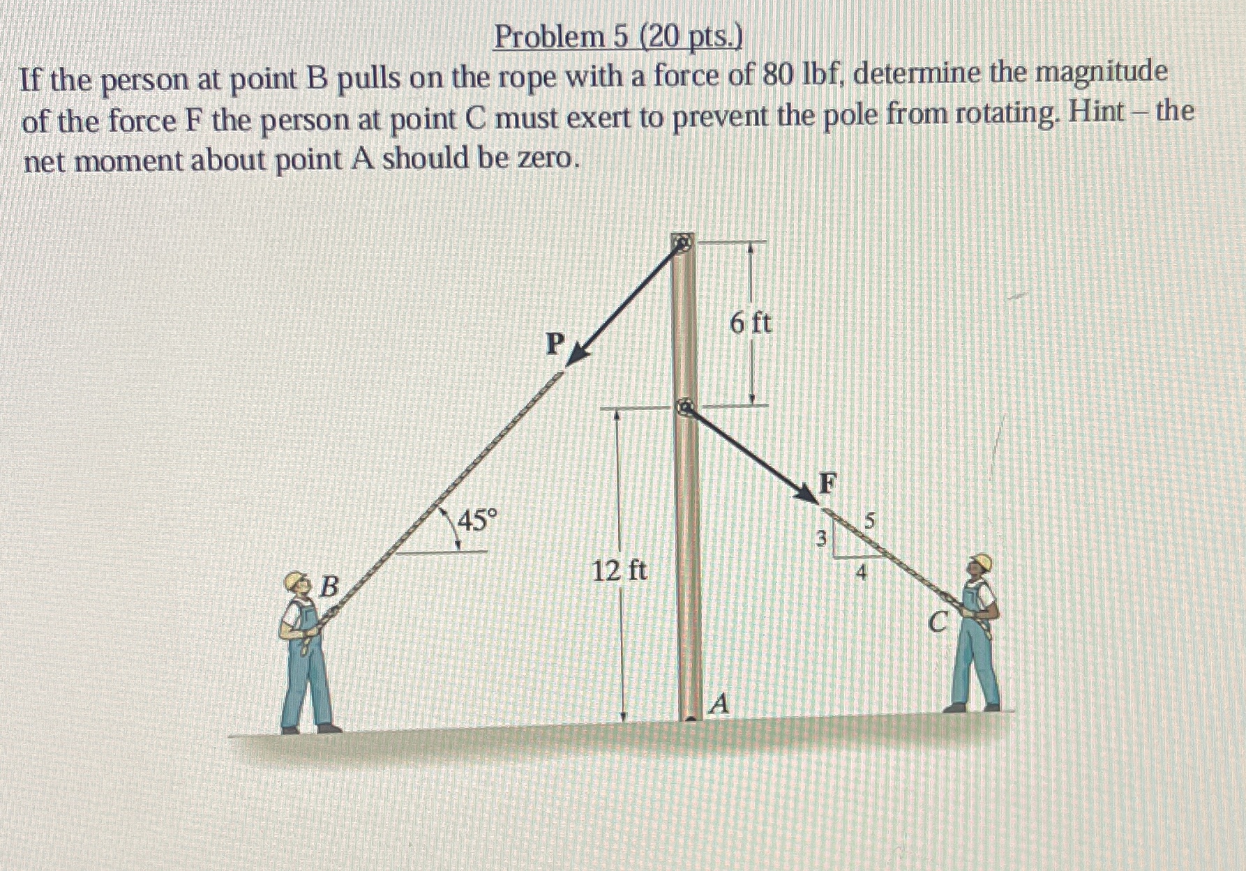 Problem 5 ( 2 0 pts . ) If the person at point B