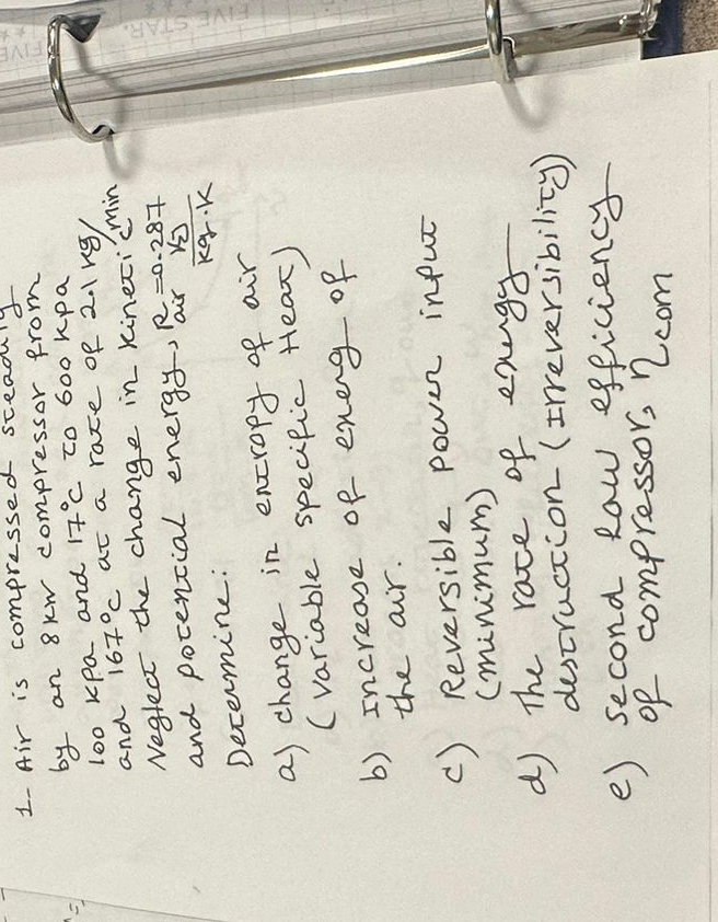 1 - Air is compressed seeading by an 8 kN