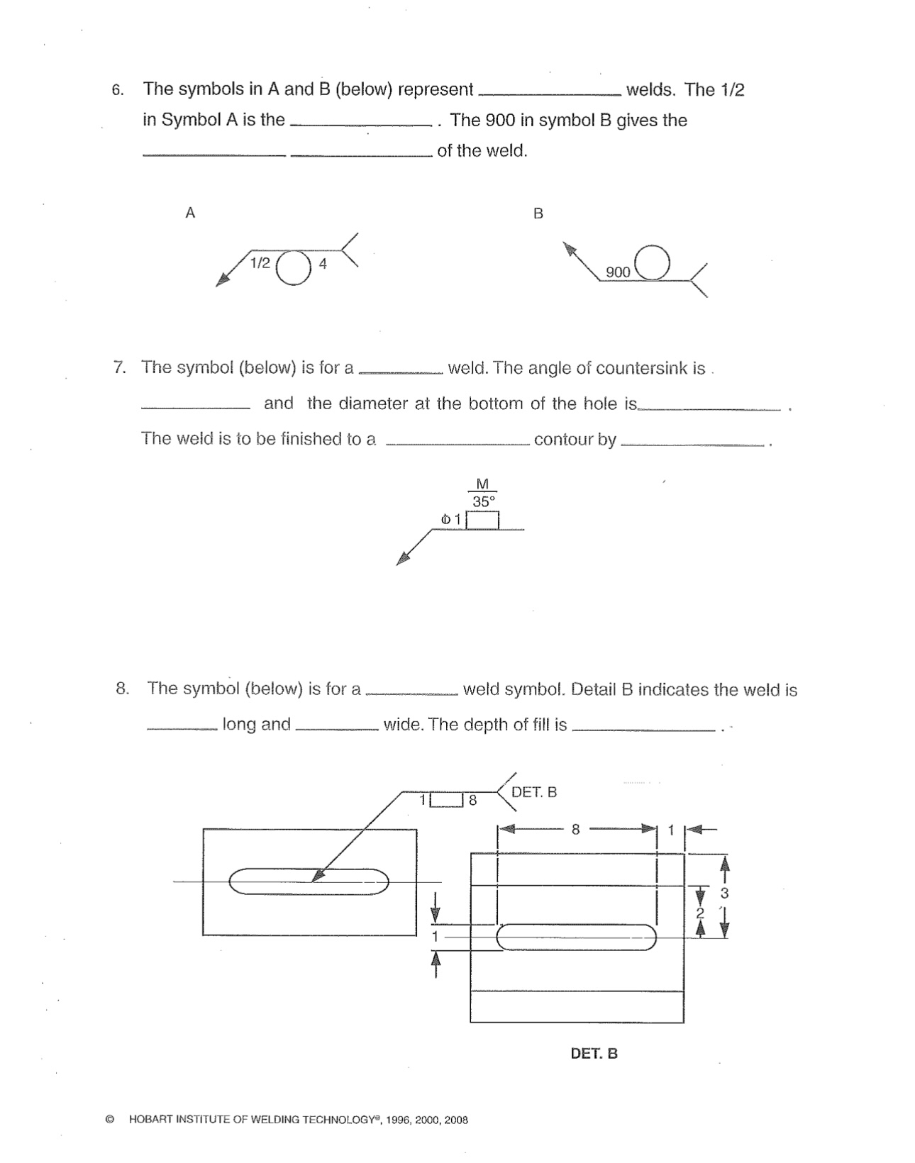 The symbols in A and B ( below ) represent welds.