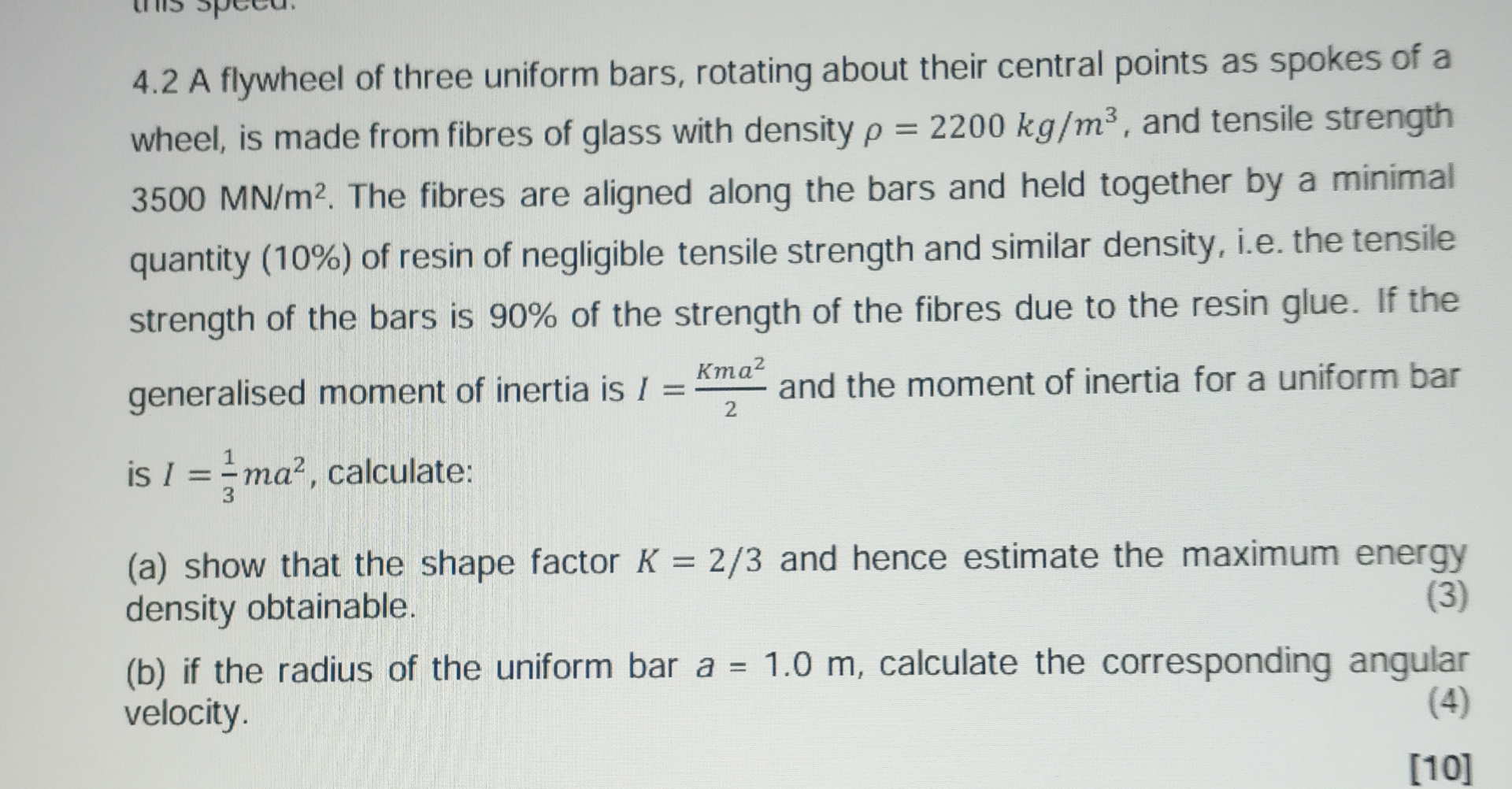 4 . 2 A flywheel of three uniform bars, rotating