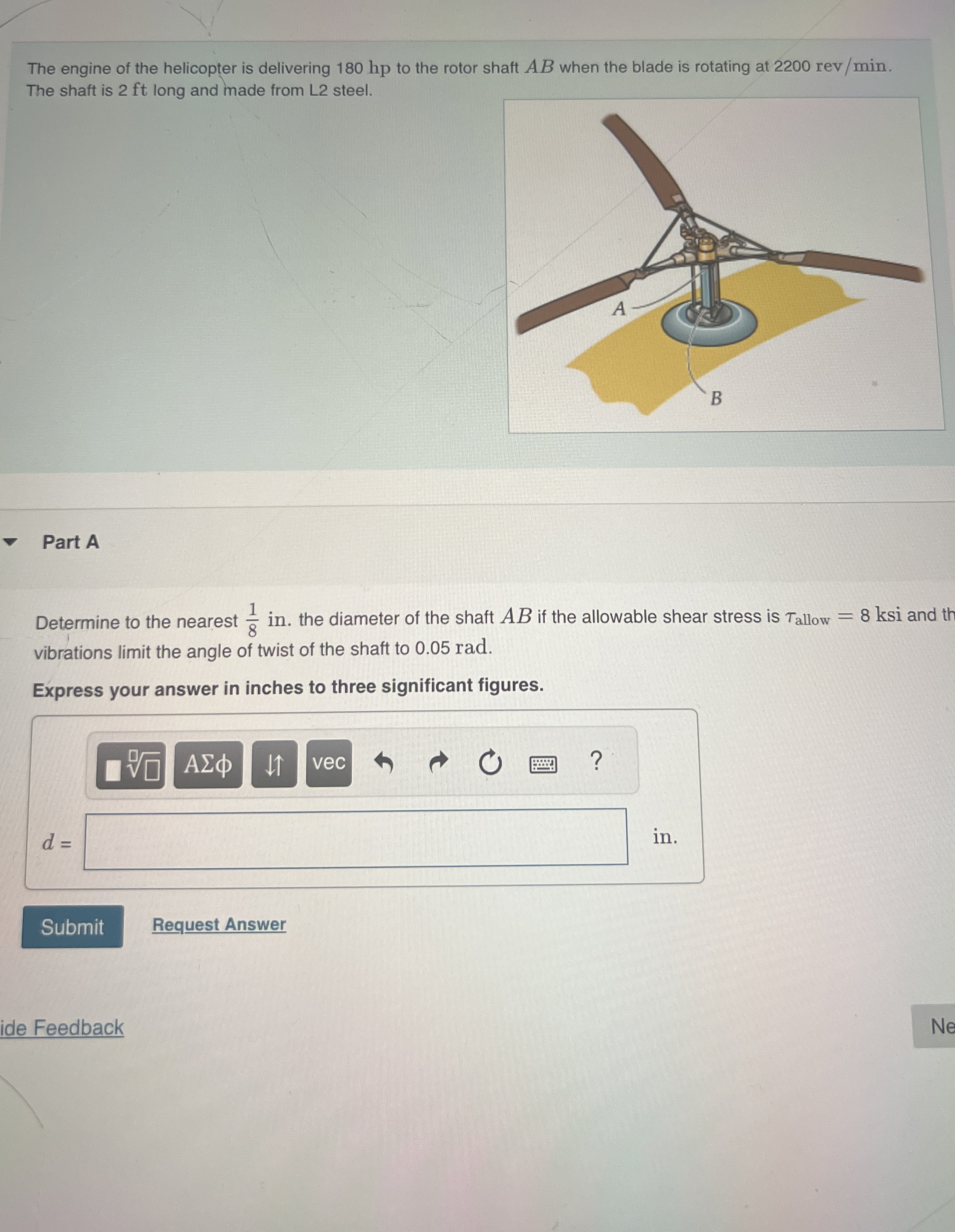 The engine of the helicopter is delivering 1 8 0