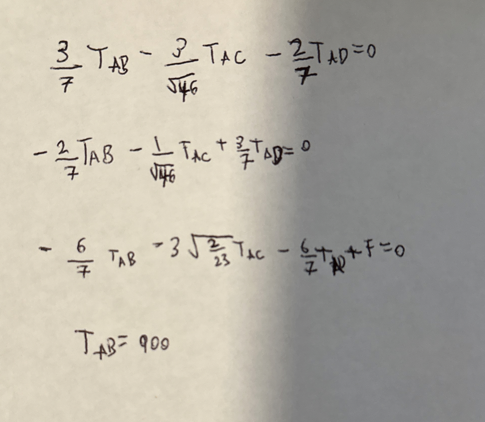 3 7 T A B - 3 4 6 2 T A C - 2 7 T A D = 0 - 2 7 T