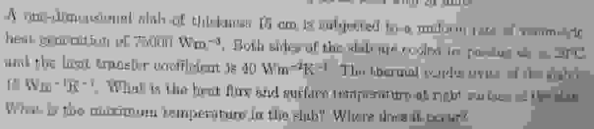 A one - dimensional slab of thickness 1 5 cm is