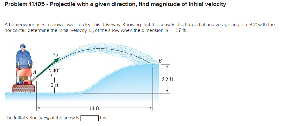 Problem 1 1 . 1 0 5 - Projectile with a given