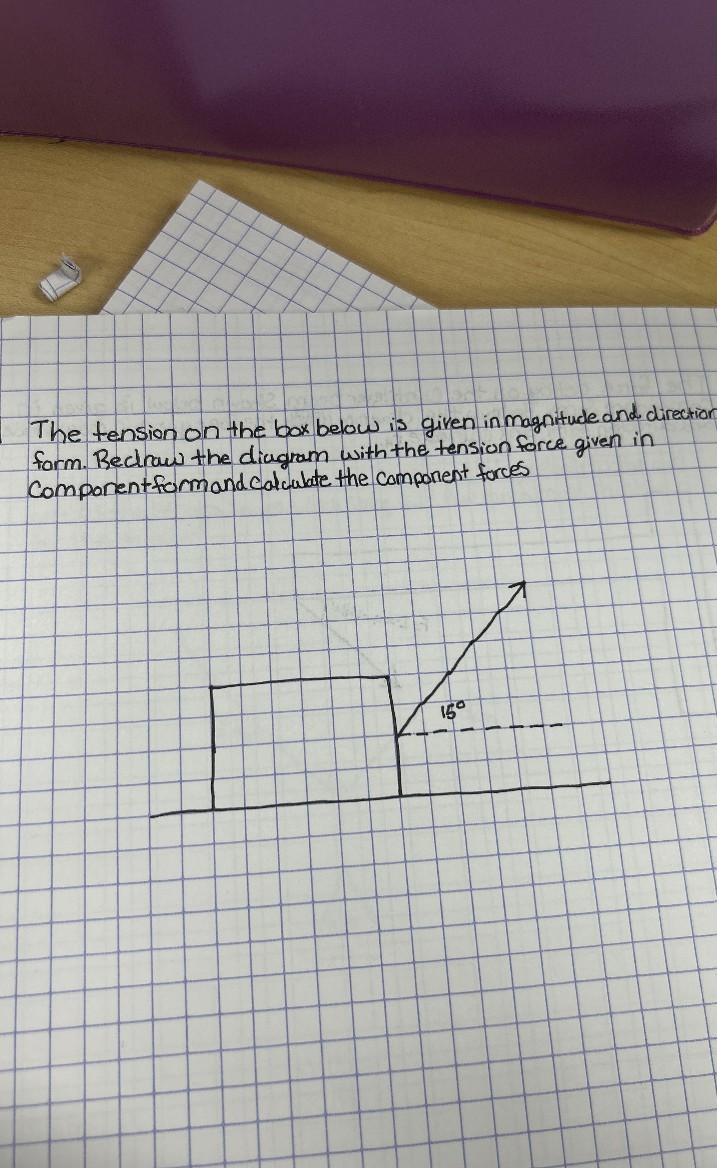 The tension on the box below is given in