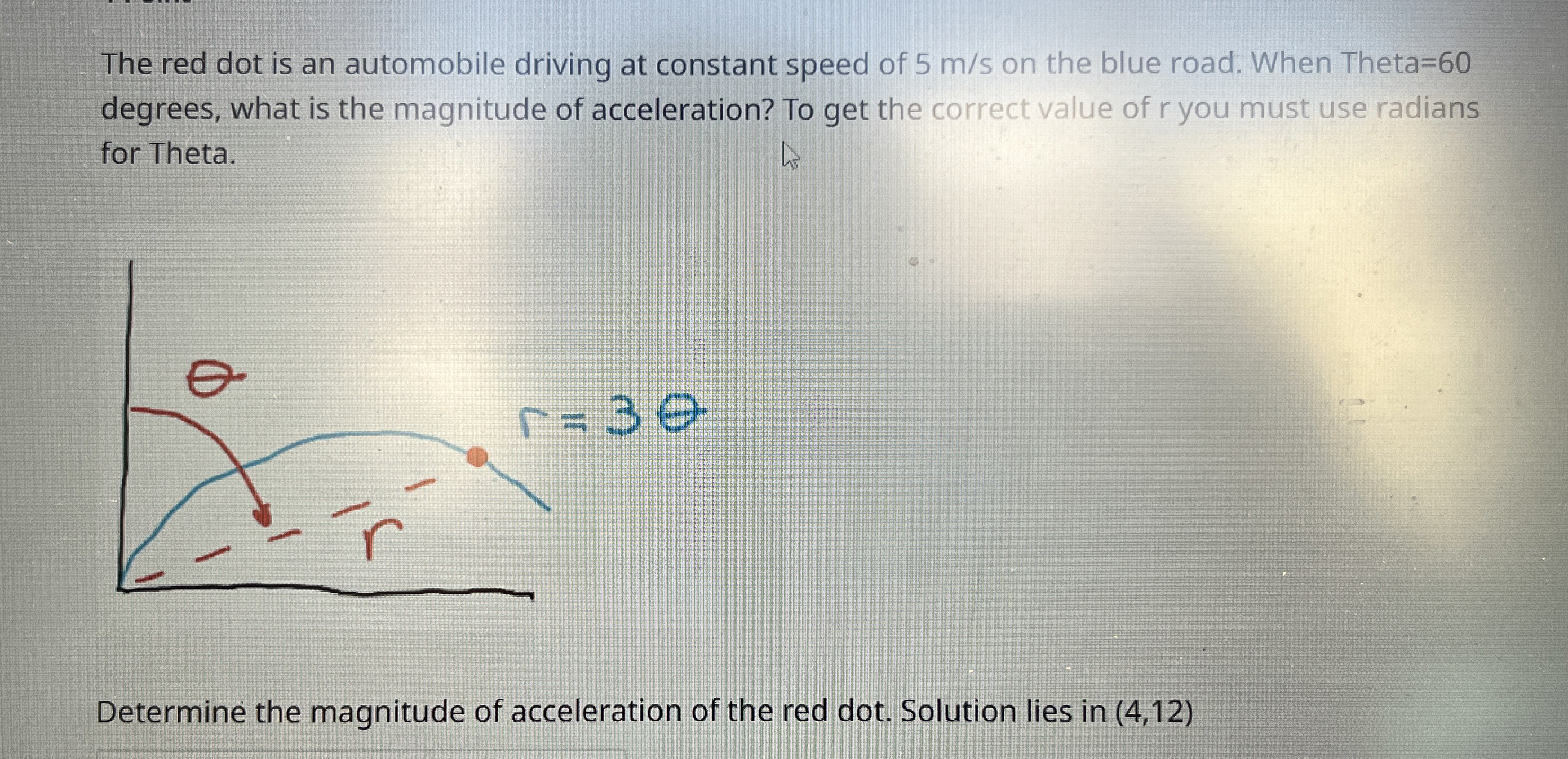 The red dot is an automobile driving at constant