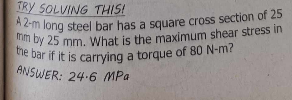 TRY SOLVING THIS! A 2 - m long steel bar has a