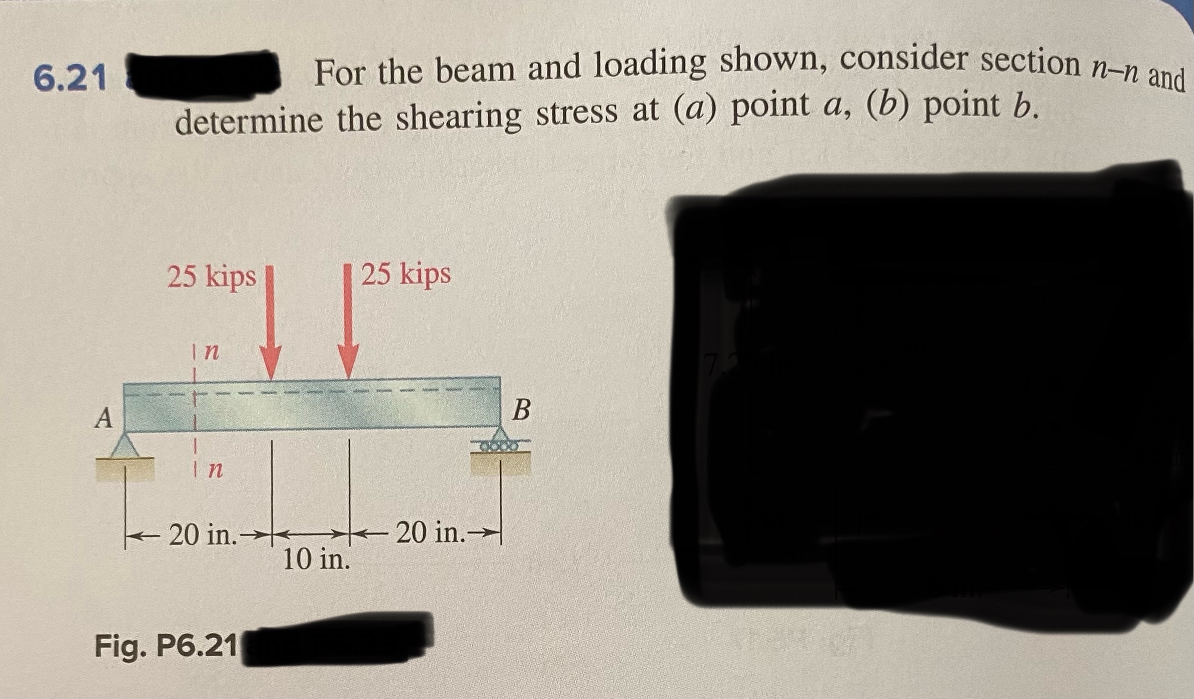 6 . 2 1 For the beam and loading shown, consider