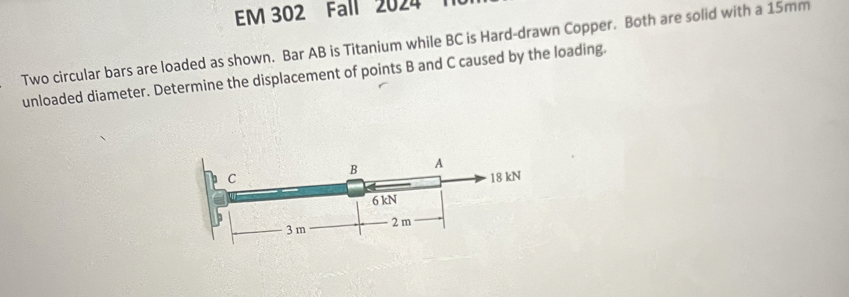 EM 3 0 2 Two circular bars are loaded as shown.