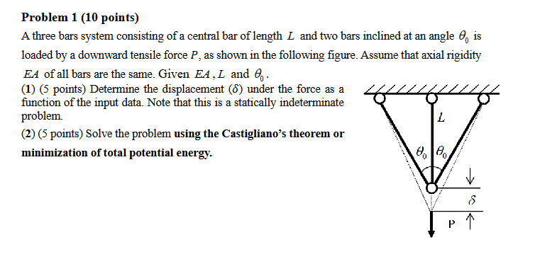 Problem 1 ( 1 0 points ) A three bars system