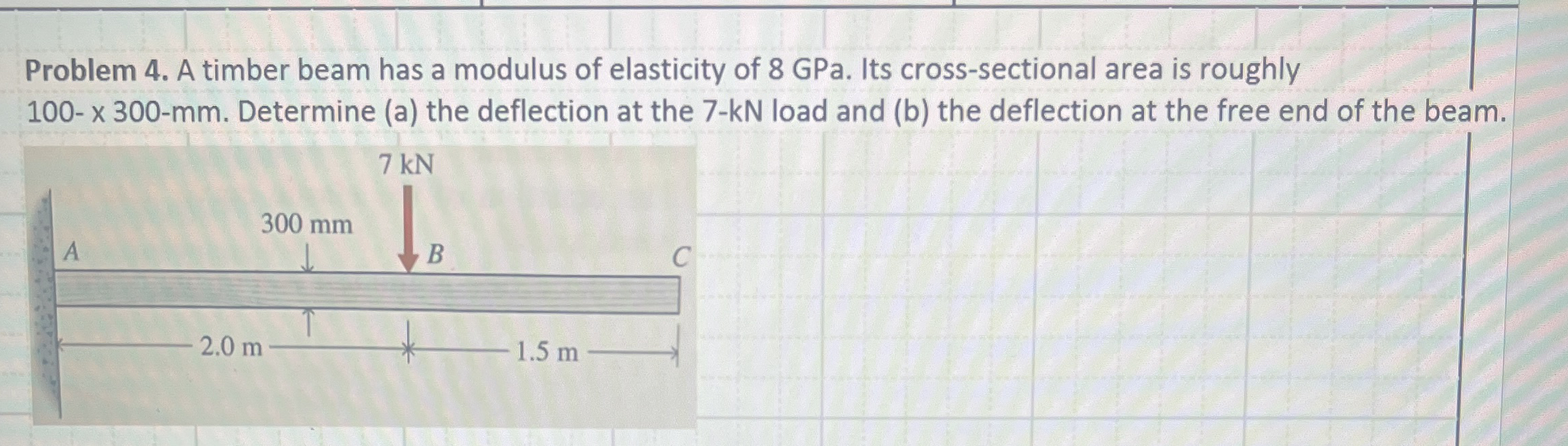Problem 4 . A timber beam has a modulus of