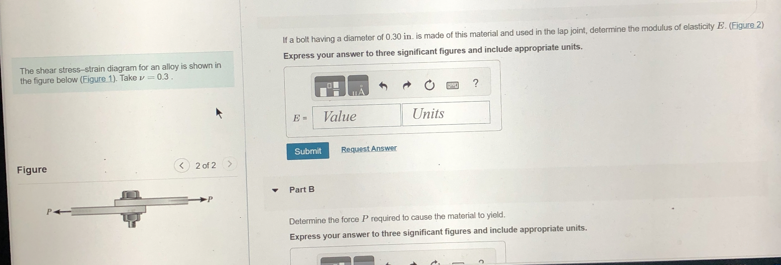 The shear stress - strain diagram for an alloy is