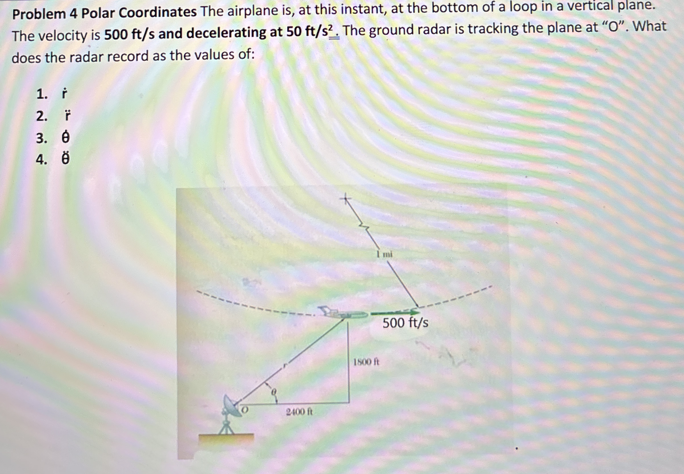 Problem 4 Polar Coordinates The airplane is , at