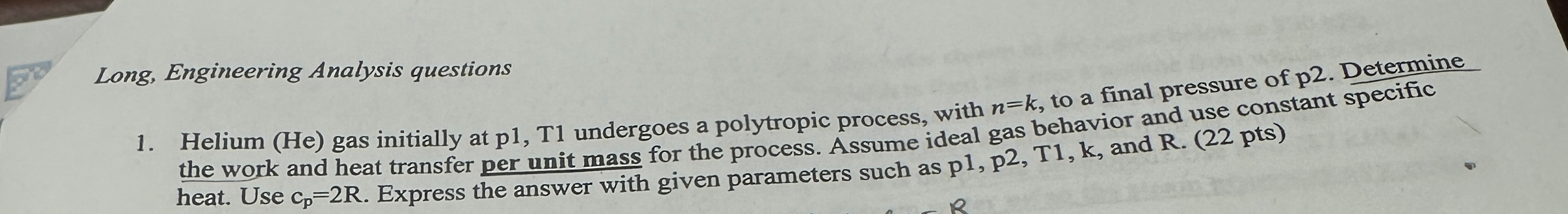 Long, Engineering Analysis questions Helium ( He