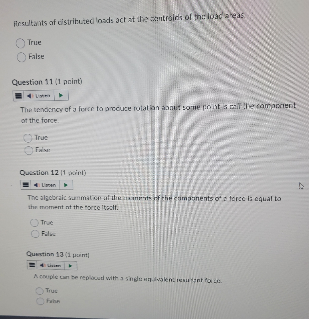 Resultants of distributed loads act at the