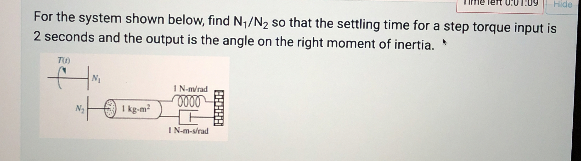 For the system shown below, find N 1 N 2 so that