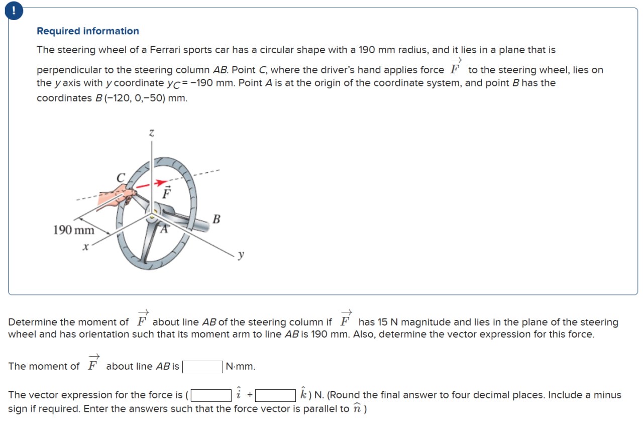 ! Required information The steering wheel of a