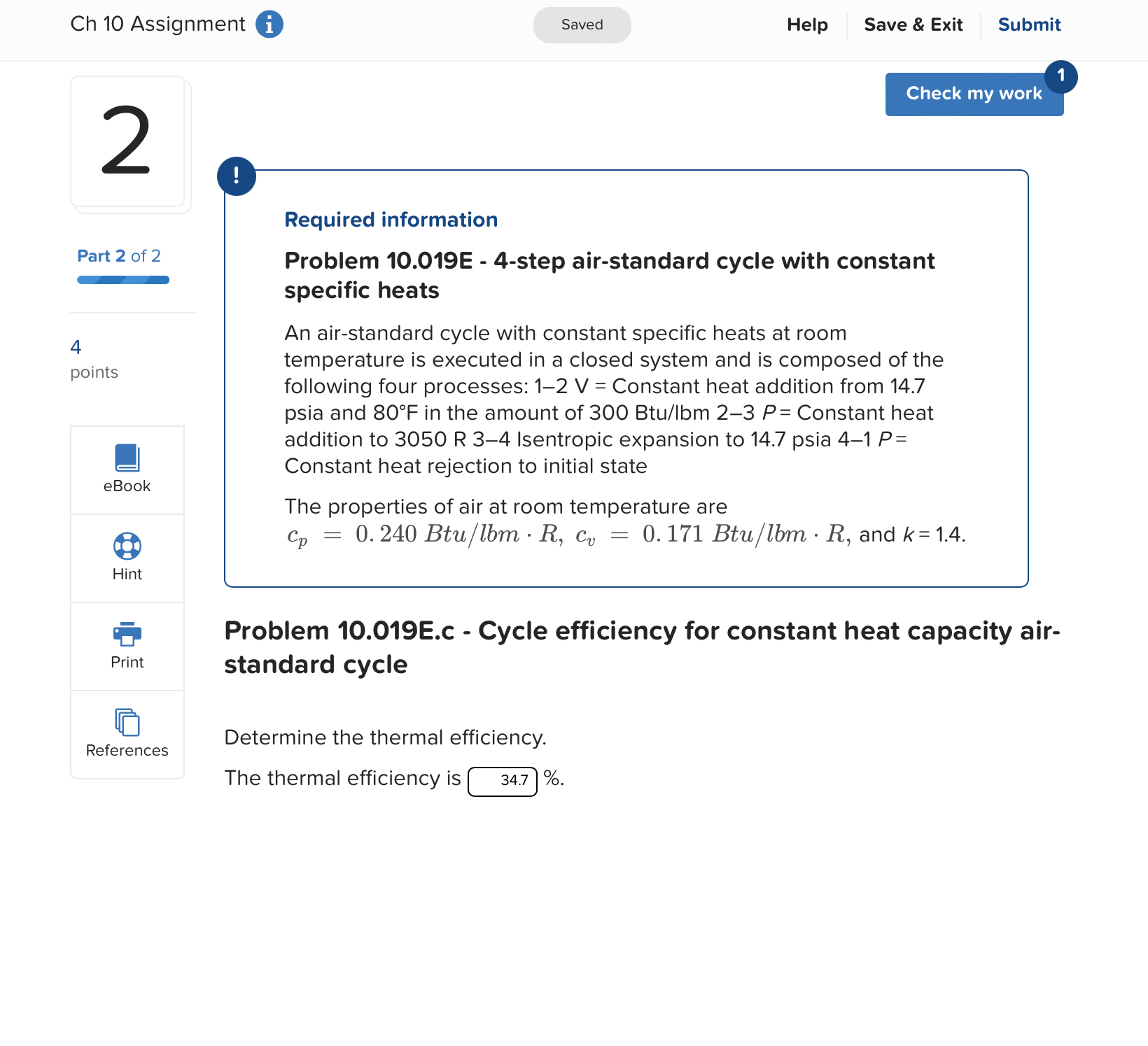 Ch 1 0 Assignment ( i ) Saved Help Save & Exit