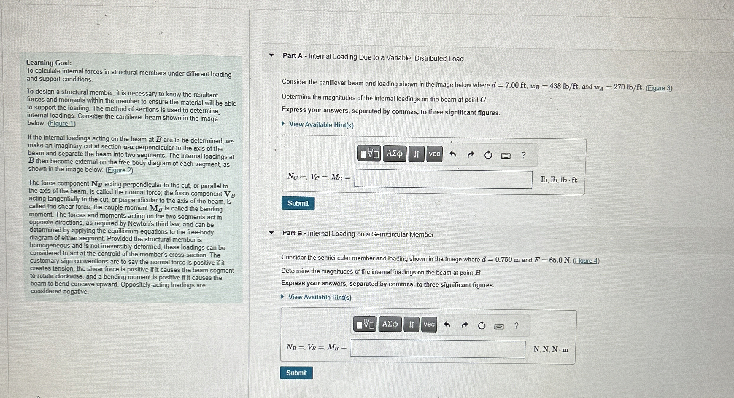 Learning Goal: To calculate intemal forces in