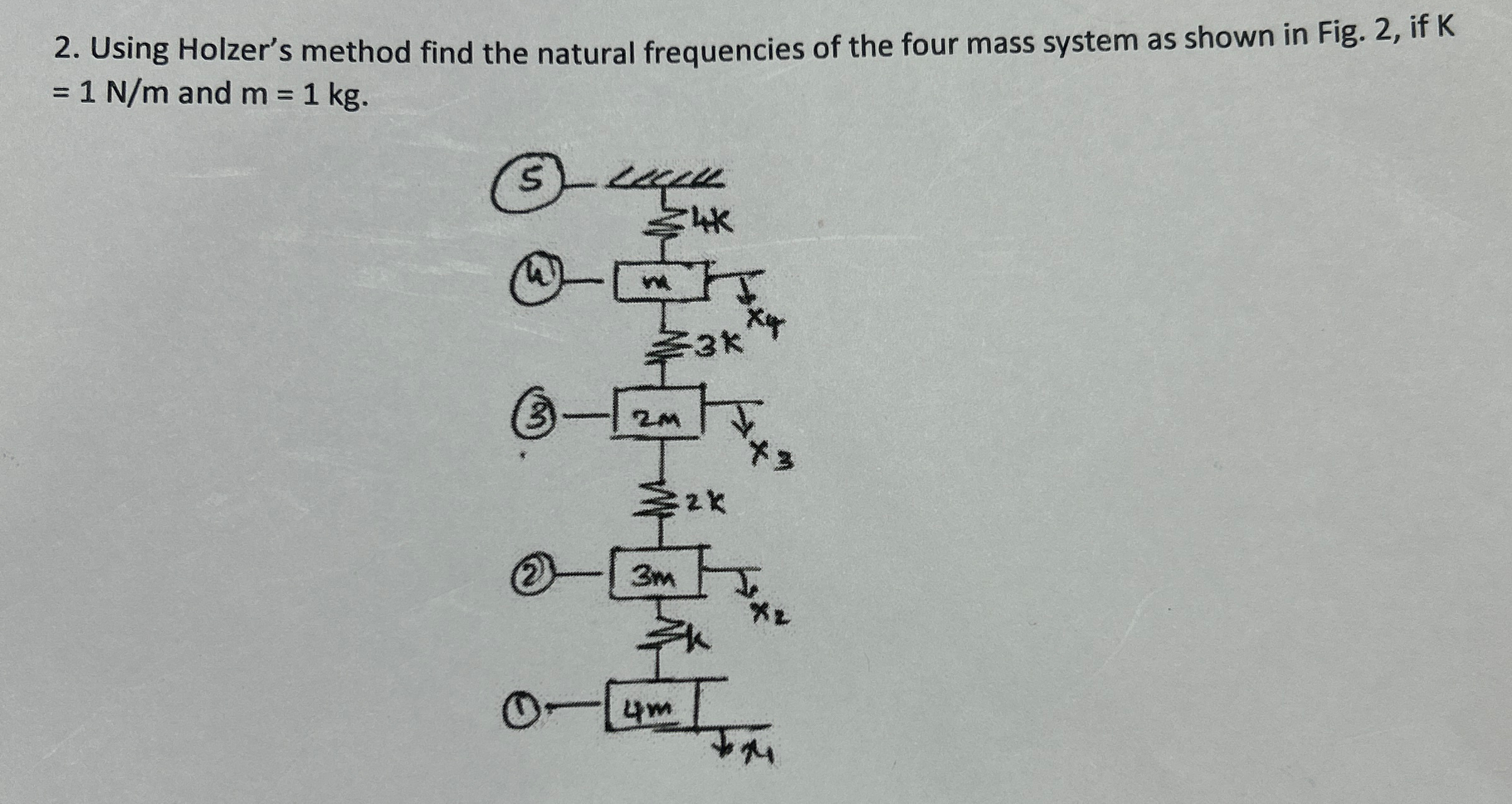 Using Holzer's method find the natural