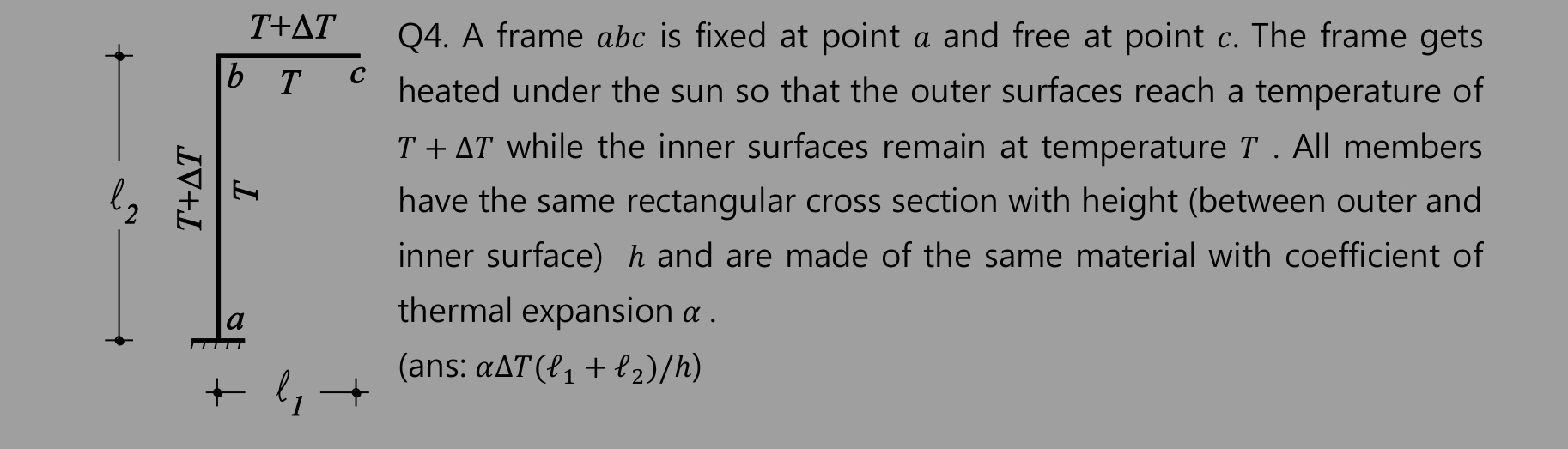 Q 4 . A frame a b c is fixed at point a and free