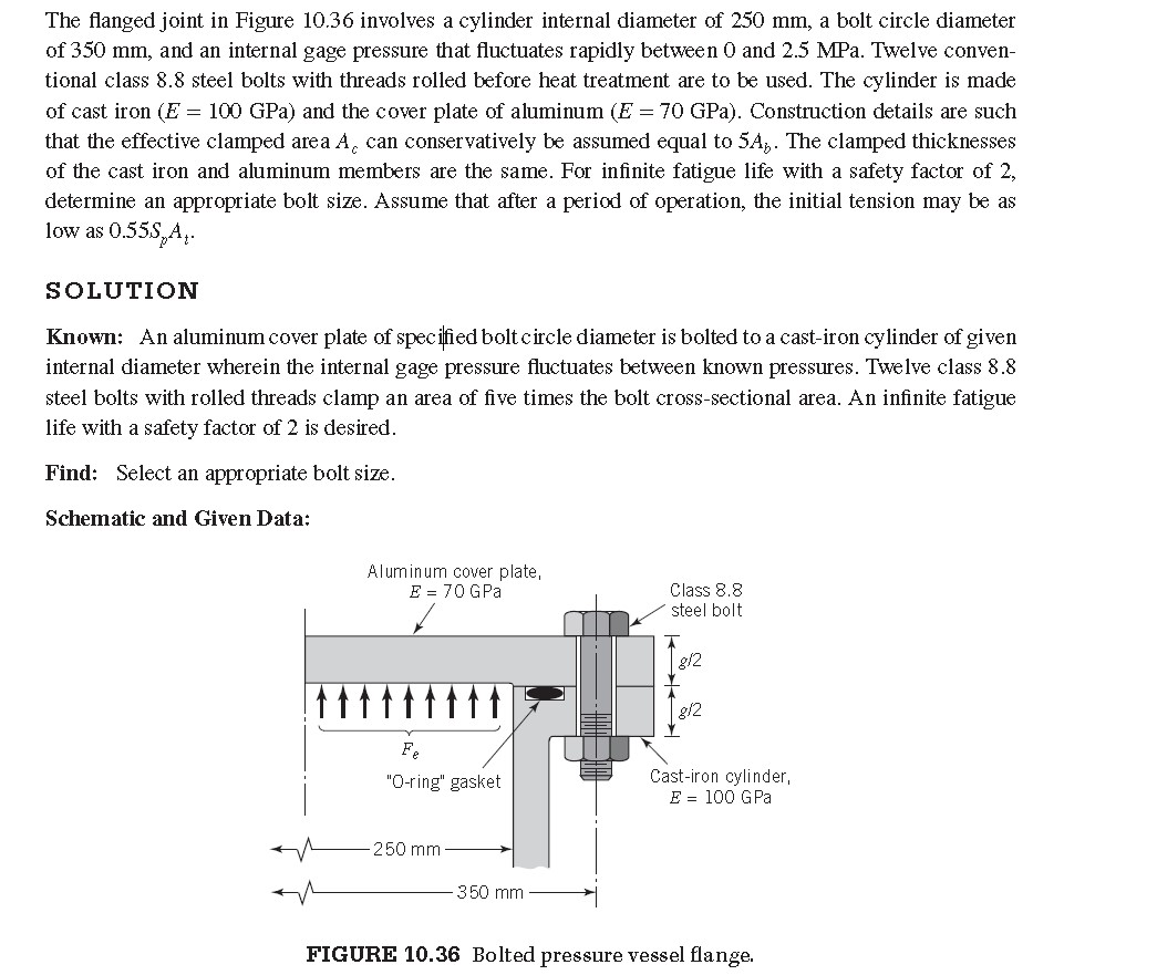The flanged joint in Figure 1 0 . 3 6 involves a
