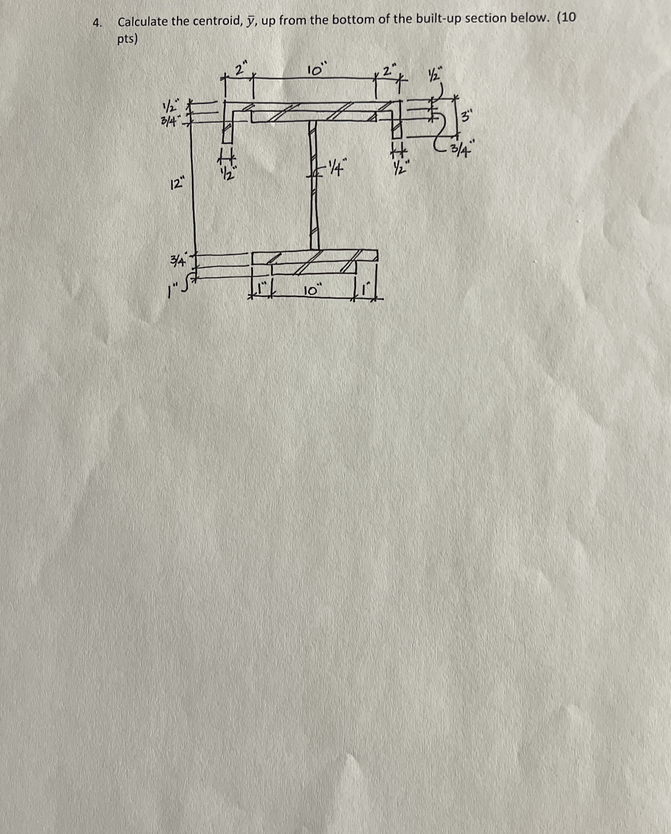 Calculate the centroid, ? b a r ( y ) , up from