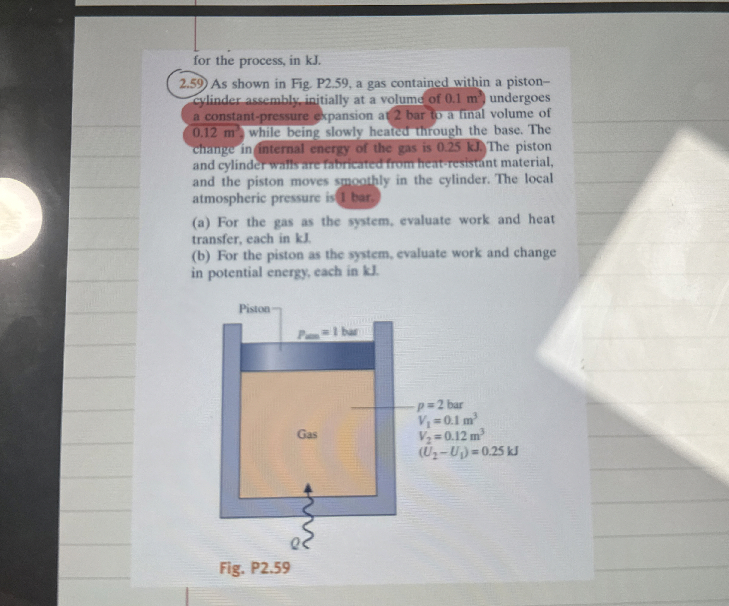 for the process, in kJ . 2 . 5 9 As shown in Fig.