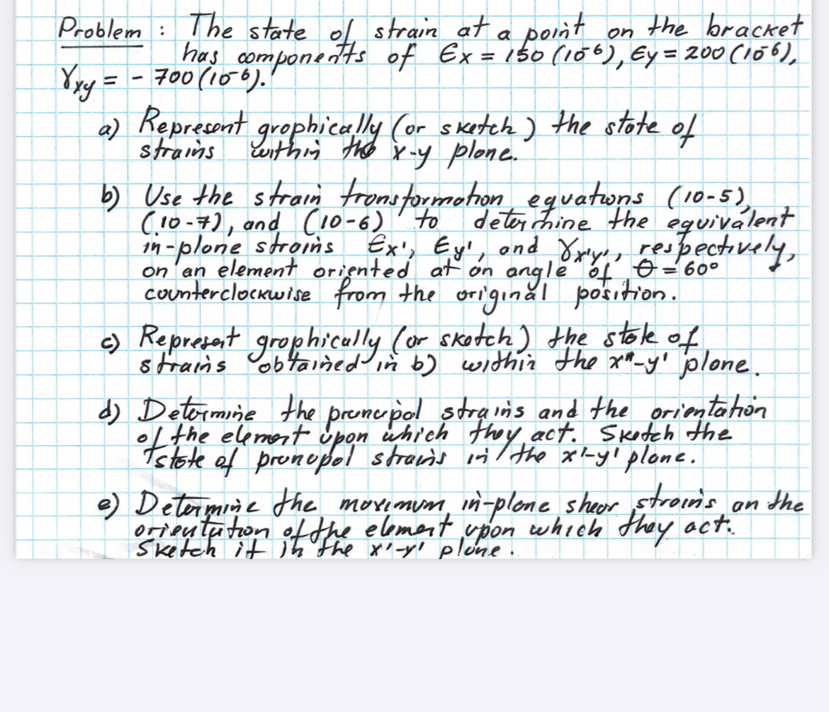 Problem : The state of strain at a point on the