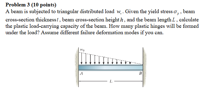 Problem 3 ( 1 0 points ) A beam is subjected to