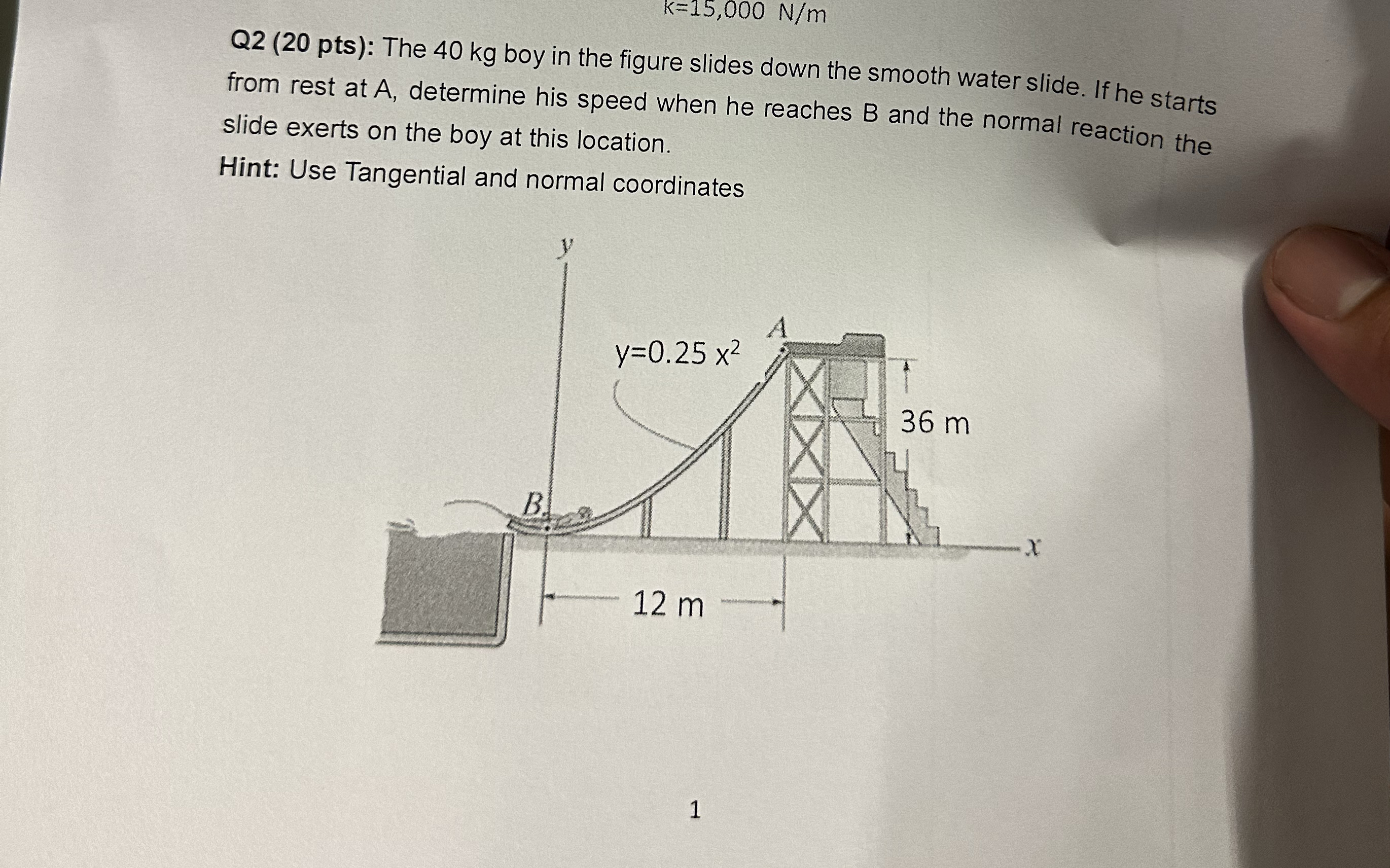 Q 2 ( 2 0 pts ) : The 4 0 kg boy in the figure
