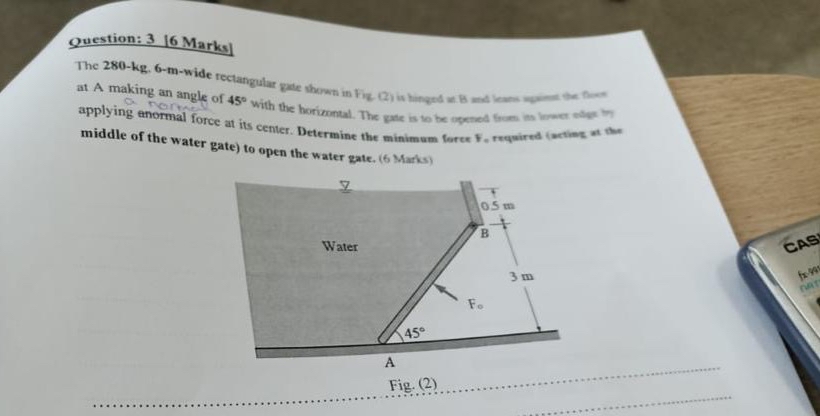 Question: 3 [ 6 Marks ] applying enormal force at