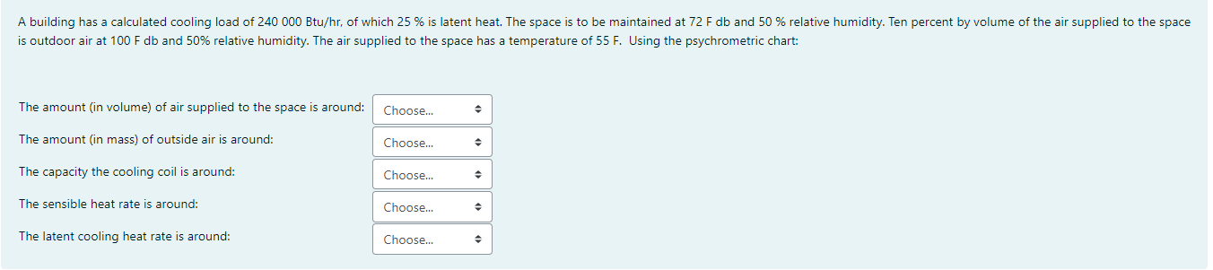 A building has a calculated cooling load of 2 4 0