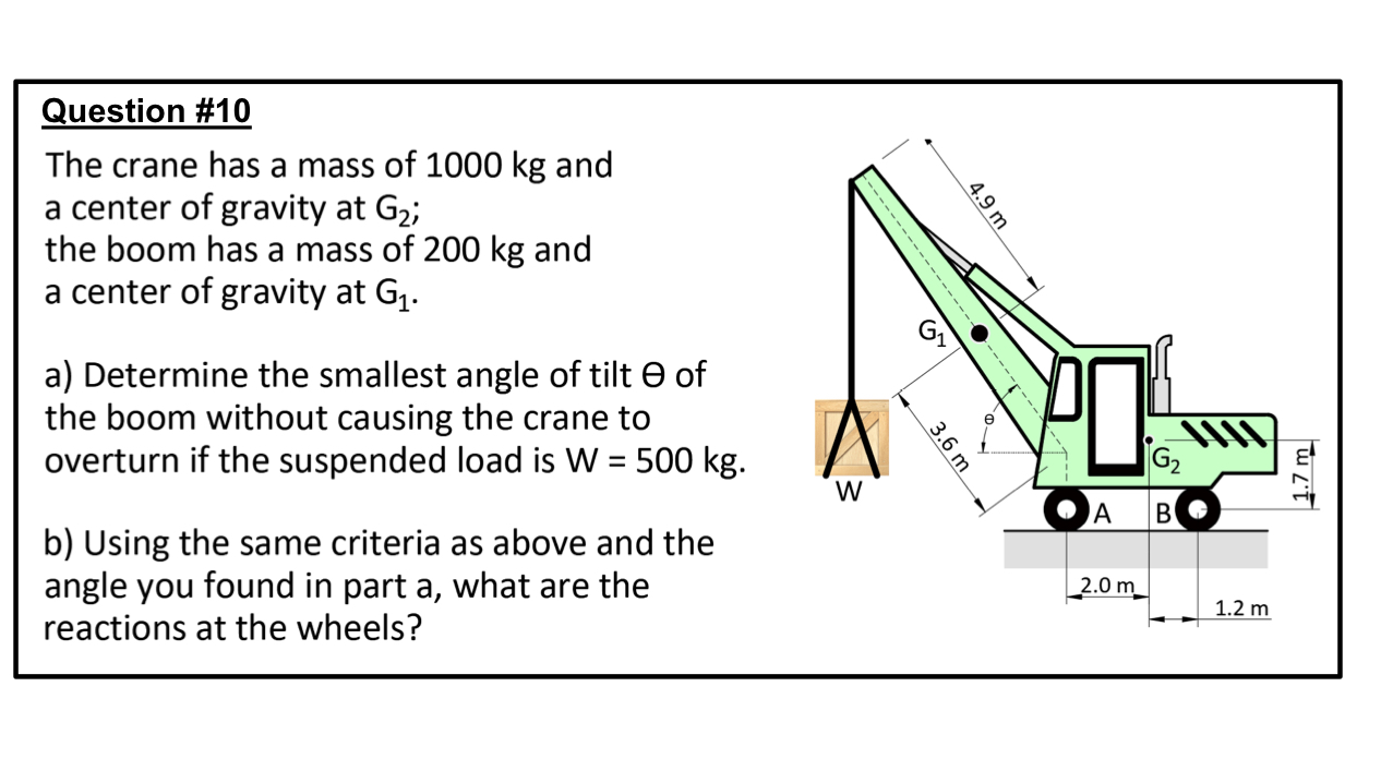 Question # 1 0 The crane has a mass of 1 0 0 0 kg
