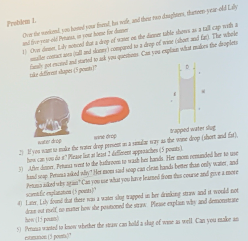 Problem 1 Over the weekend, you hosted your