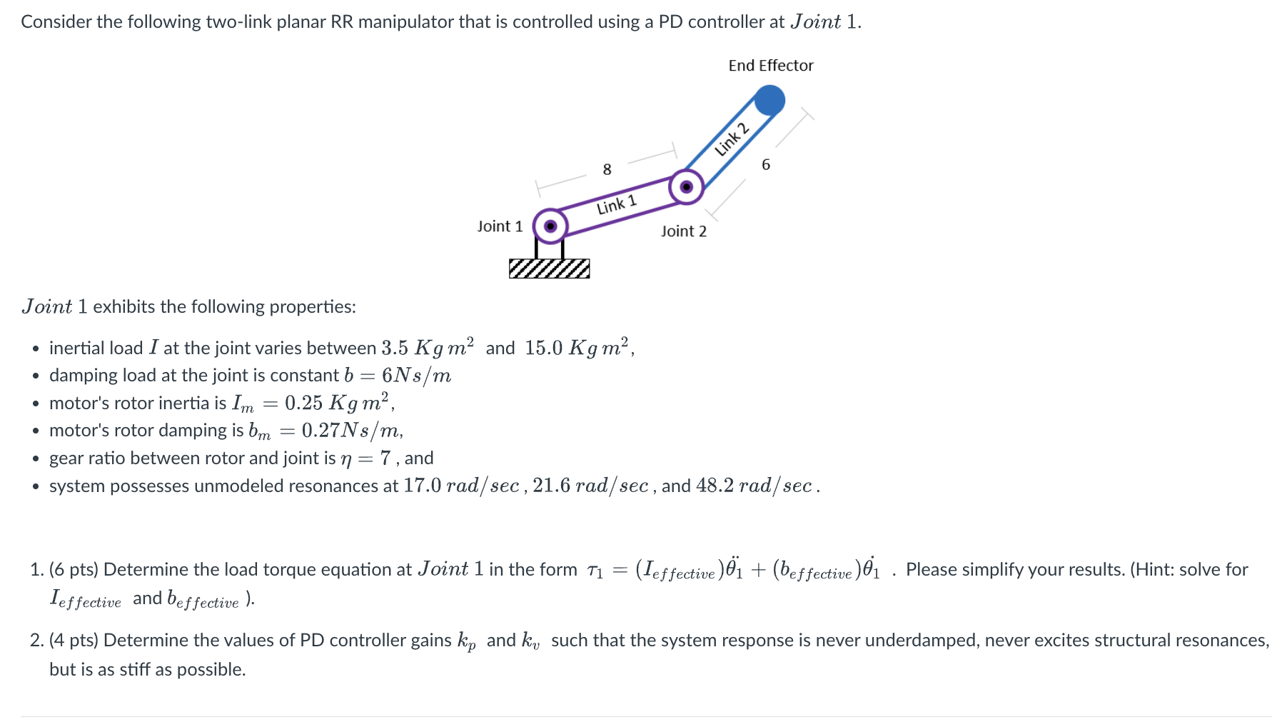 Consider the following two - link planar RR