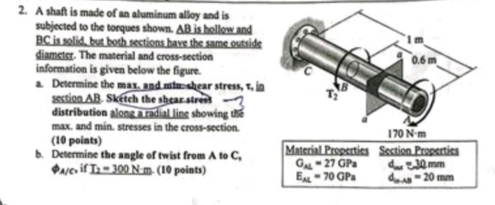 A shaft is made of an aluminum alloy and is