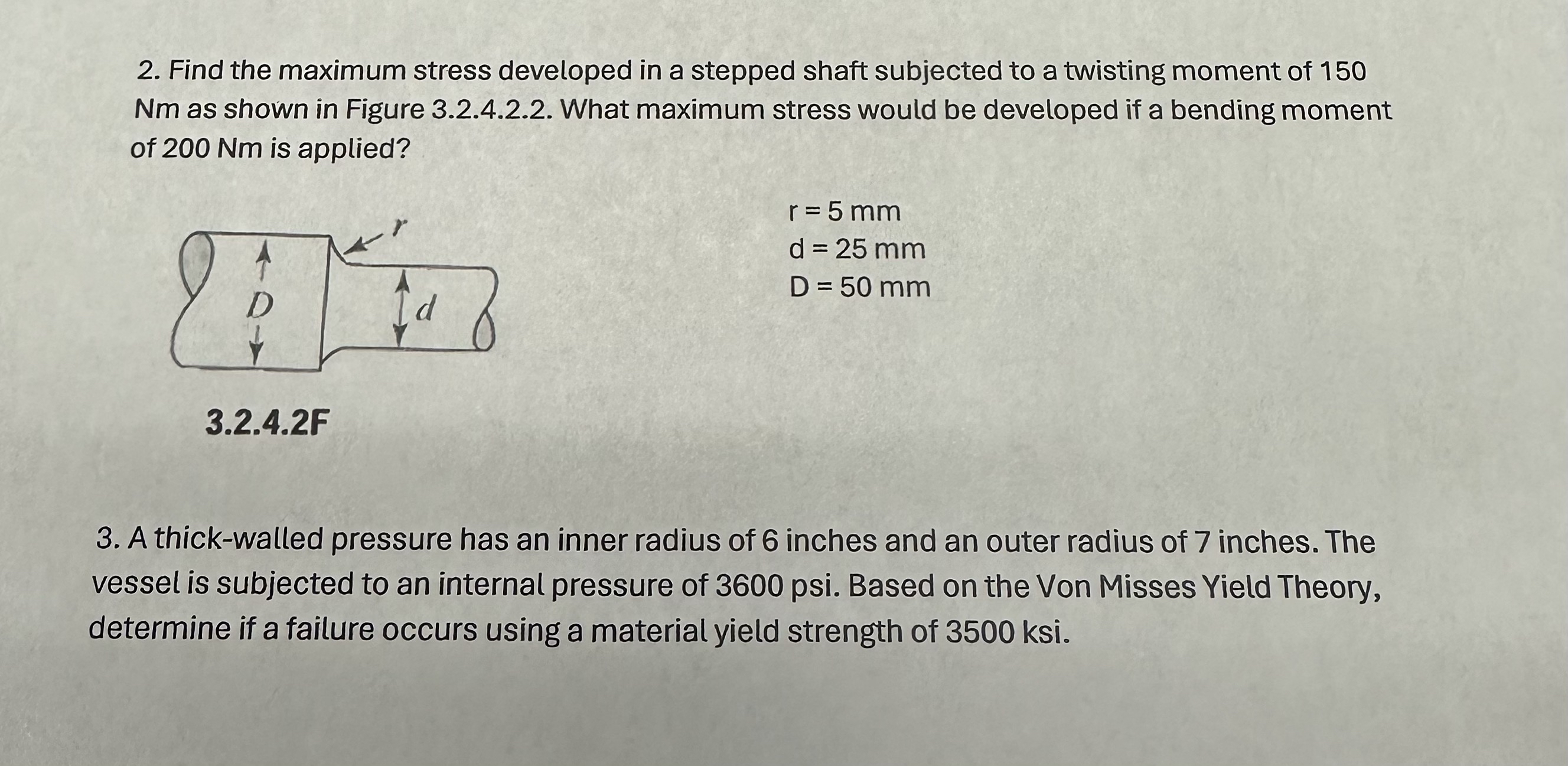 Find the maximum stress developed in a stepped