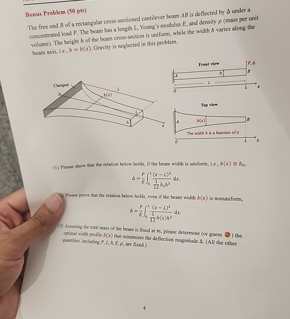 Bonus Problem ( 5 0 pts ) The free end B of a