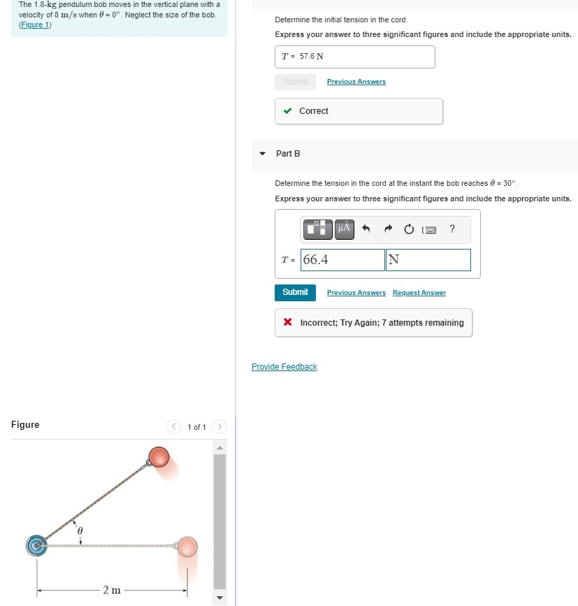 The 1 . 8 - k g pendulum bob moves in the