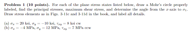 Problem 1 ( 1 0 points ) . For each of the plane