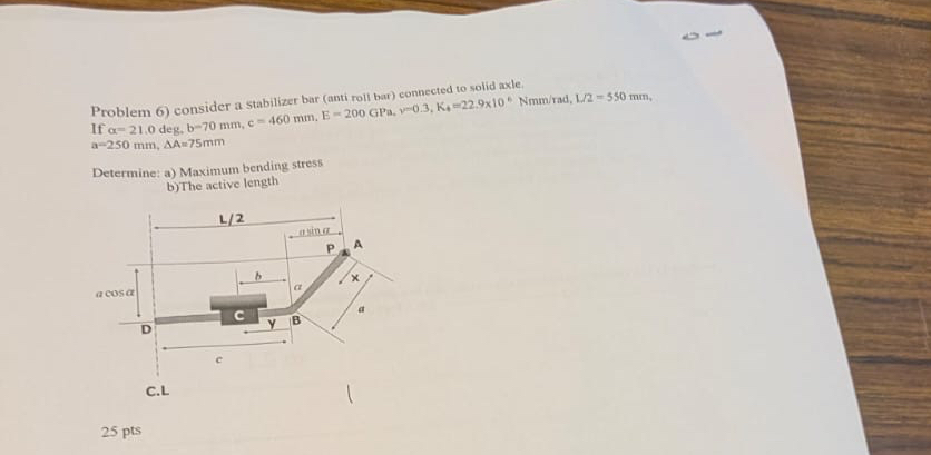 Problem 6 ) consider a stabilizer bar ( anti roll