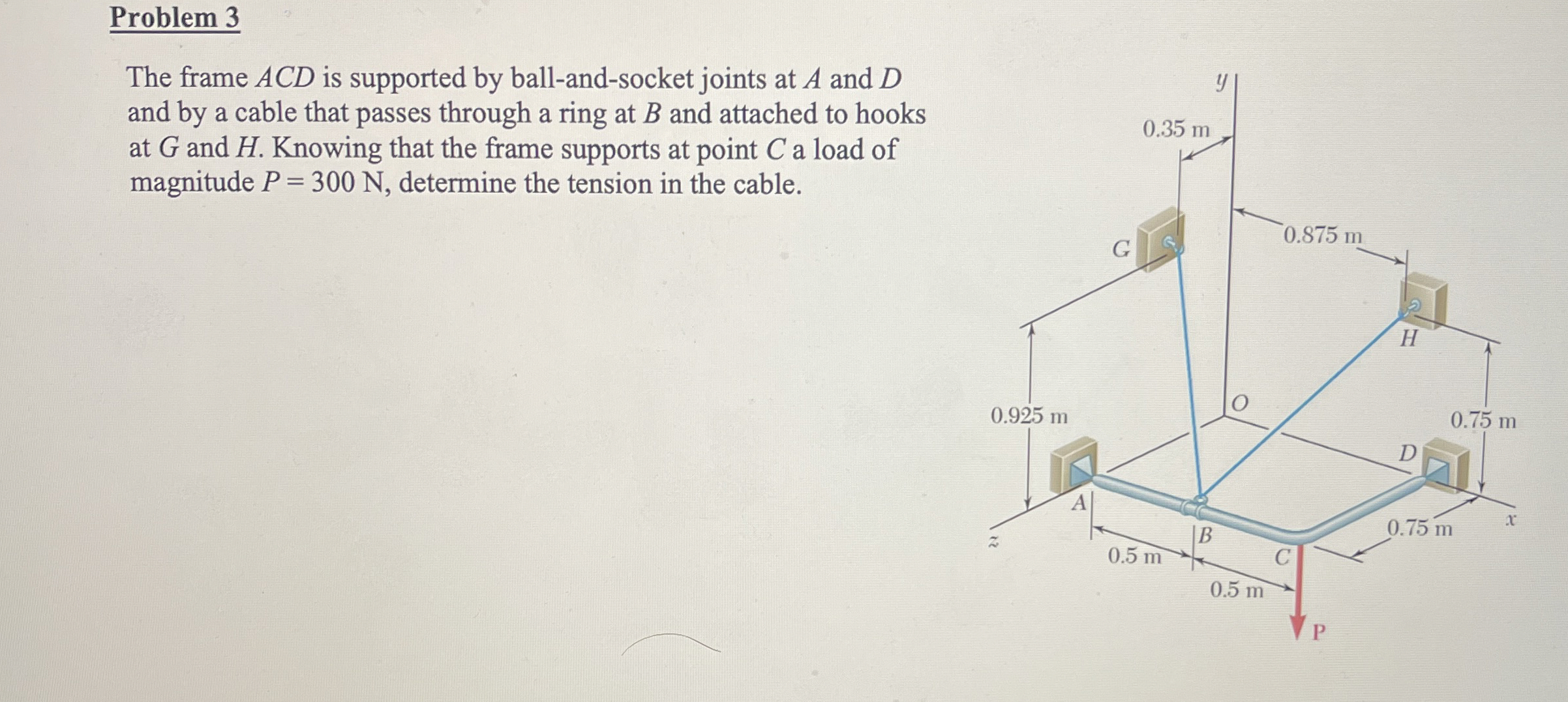 Problem 3 The frame ACD is supported by ball -