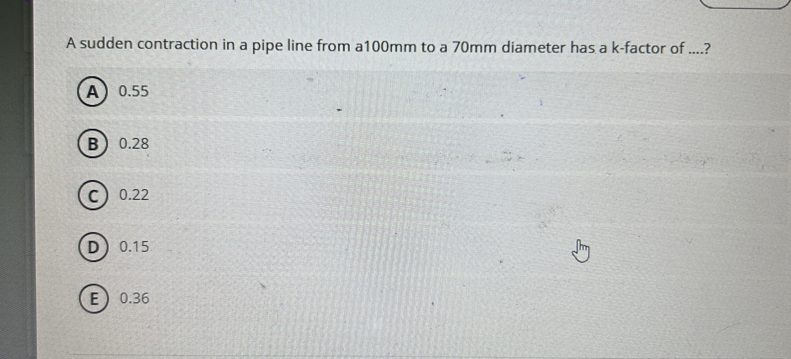 A sudden contraction in a pipe line from a 1 0 0