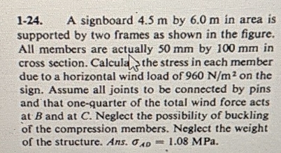 1 - 2 4 . A signboard 4 . 5 m by 6 . 0 m in area